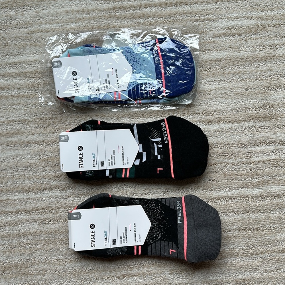 3 Pairs of Stance Socks Feel 360 Run Performance Socks Tab Ankle Height Medium - Picture 4 of 13